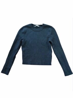 Abercrombie & Fitch Cropped Knit Sweater Top Small Black Long Sleeve